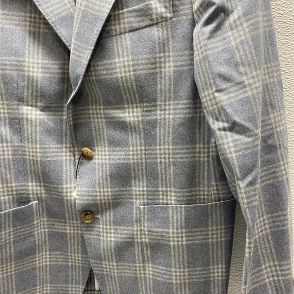 NEW GEN TEAL Men’s Plaid Check Sport Coat Size 38 Regular Cornflower Blue - Picture 9 of 11